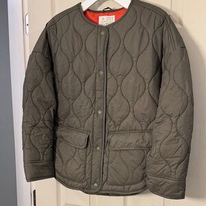 Women's Quilted Olive Puffer Jacket